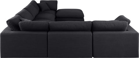 Dolce Black Linen Textured Fabric Modular Sectional Sec7A