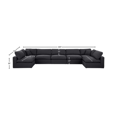 Dolce Black Linen Textured Fabric Modular Sectional Sec7B