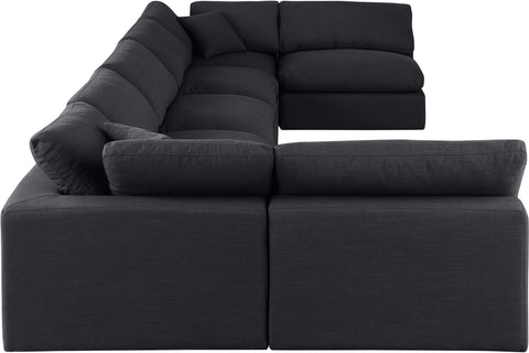 Dolce Black Linen Textured Fabric Modular Sectional Sec7B