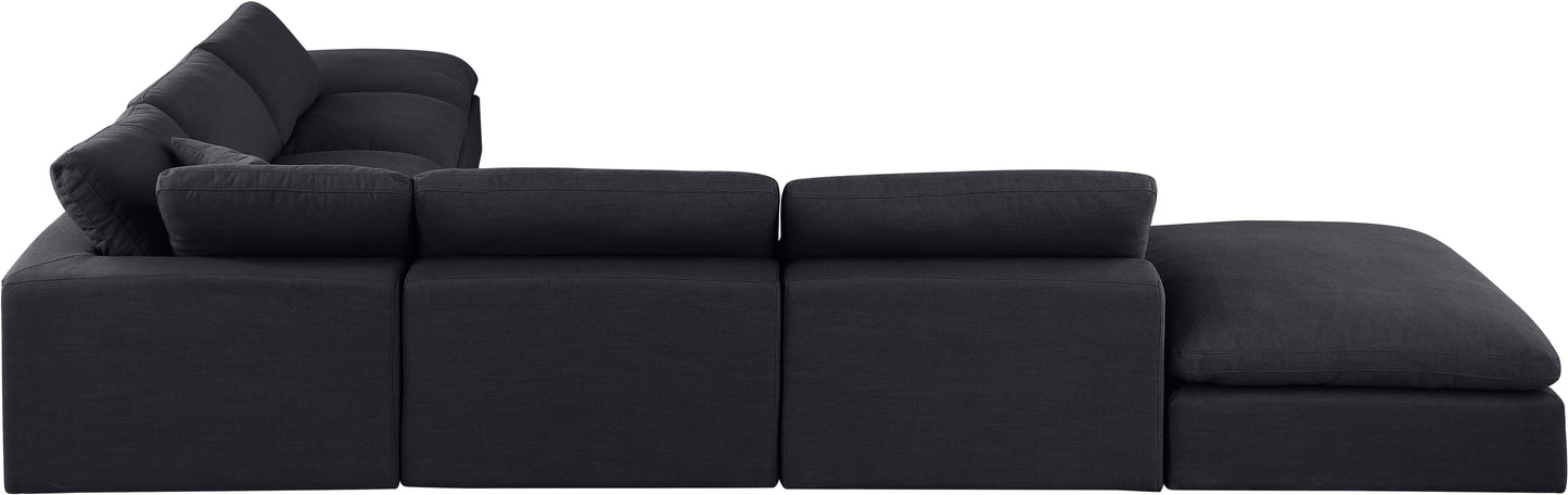 dolce black linen textured fabric modular sectional sec7c