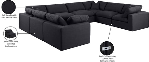 Farrah 158" Black Linen Textured Fabric Upholstered Sectional, 8-Piece