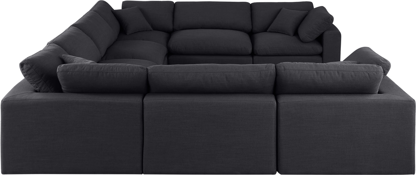 dolce black linen textured fabric modular sectional sec8a