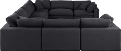 Dolce Black Linen Textured Fabric Modular Sectional Sec8A