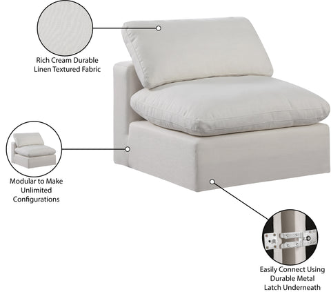 Farrah Cream Linen Textured Fabric Upholstered Armless Chair, 1 Piece