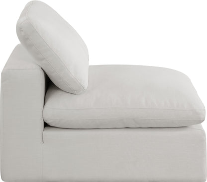 Dolce Cream Linen Textured Fabric Modular Armless Chair Armless