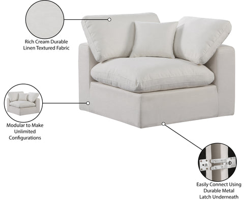 Farrah Cream Linen Textured Fabric Upholstered Corner Chair, 1 Piece