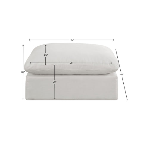Dolce Cream Linen Textured Fabric Modular Ottoman Ott