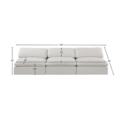 Dolce Cream Linen Textured Fabric Modular Sofa S117