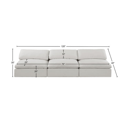 Dolce Cream Linen Textured Fabric Modular Sofa S117