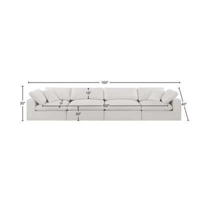 Dolce Cream Linen Textured Fabric Modular Sofa S158