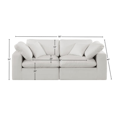 Dolce Cream Linen Textured Fabric Modular Sofa S80