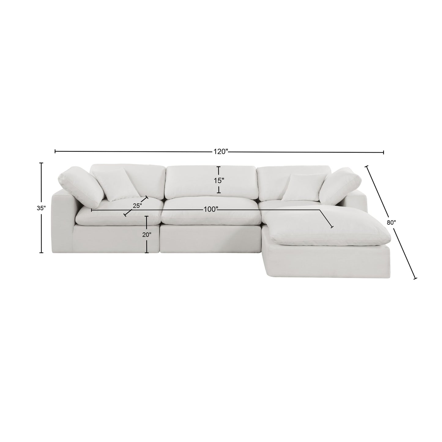 dolce cream linen textured fabric modular sectional sec4a