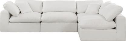 Dolce Cream Linen Textured Fabric Modular Sectional Sec4B