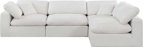 Dolce Cream Linen Textured Fabric Modular Sectional Sec4B