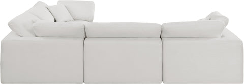 Farrah 119" Cream Linen Textured Fabric Upholstered Sectional, 4-Piece (Style 3)