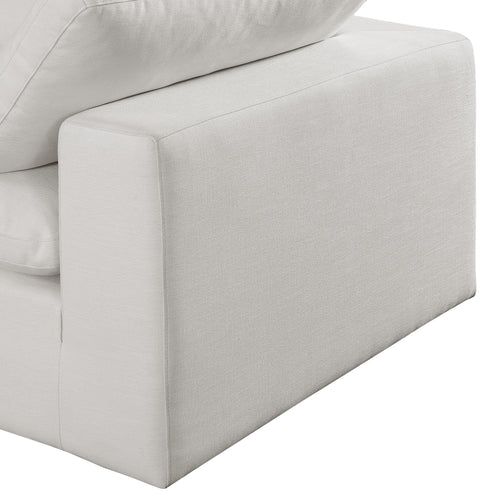 Farrah 119" Cream Linen Textured Fabric Upholstered Sectional, 4-Piece (Style 3)
