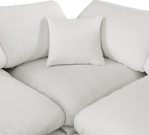 Farrah 119" Cream Linen Textured Fabric Upholstered Sectional, 4-Piece (Style 3)