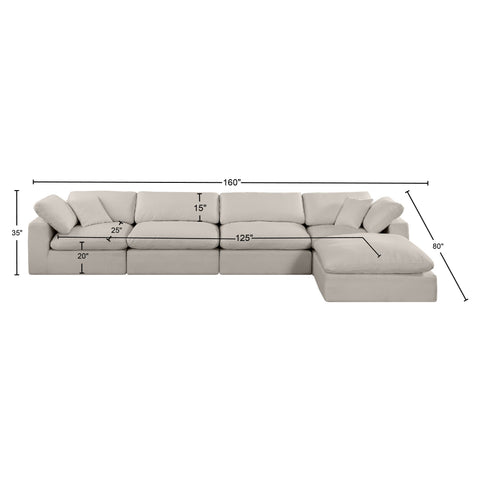 Dolce Cream Linen Textured Fabric Modular Sectional Sec5A