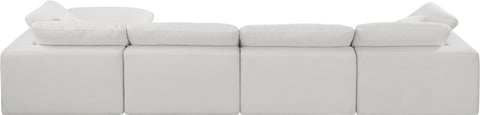 Dolce Cream Linen Textured Fabric Modular Sectional Sec5A