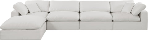 Dolce Cream Linen Textured Fabric Modular Sectional Sec5A