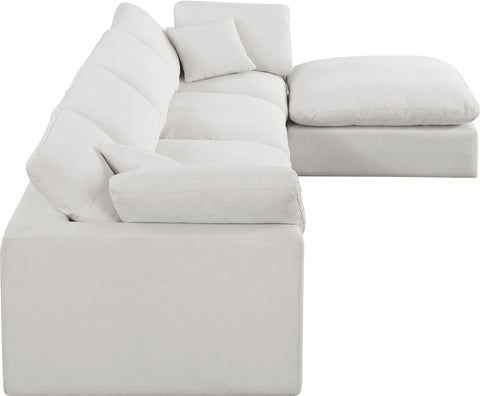 Dolce Cream Linen Textured Fabric Modular Sectional Sec5A