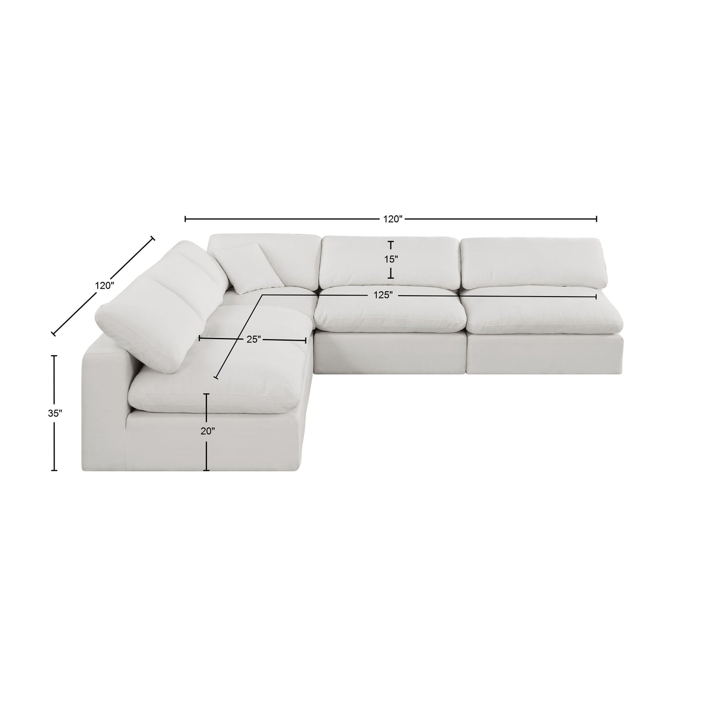 dolce cream linen textured fabric modular sectional sec5b