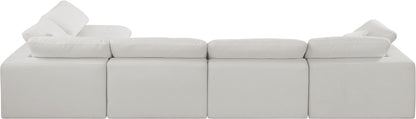 Dolce Cream Linen Textured Fabric Modular Sectional Sec5D