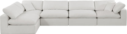 Dolce Cream Linen Textured Fabric Modular Sectional Sec5D