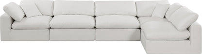 Dolce Cream Linen Textured Fabric Modular Sectional Sec5D