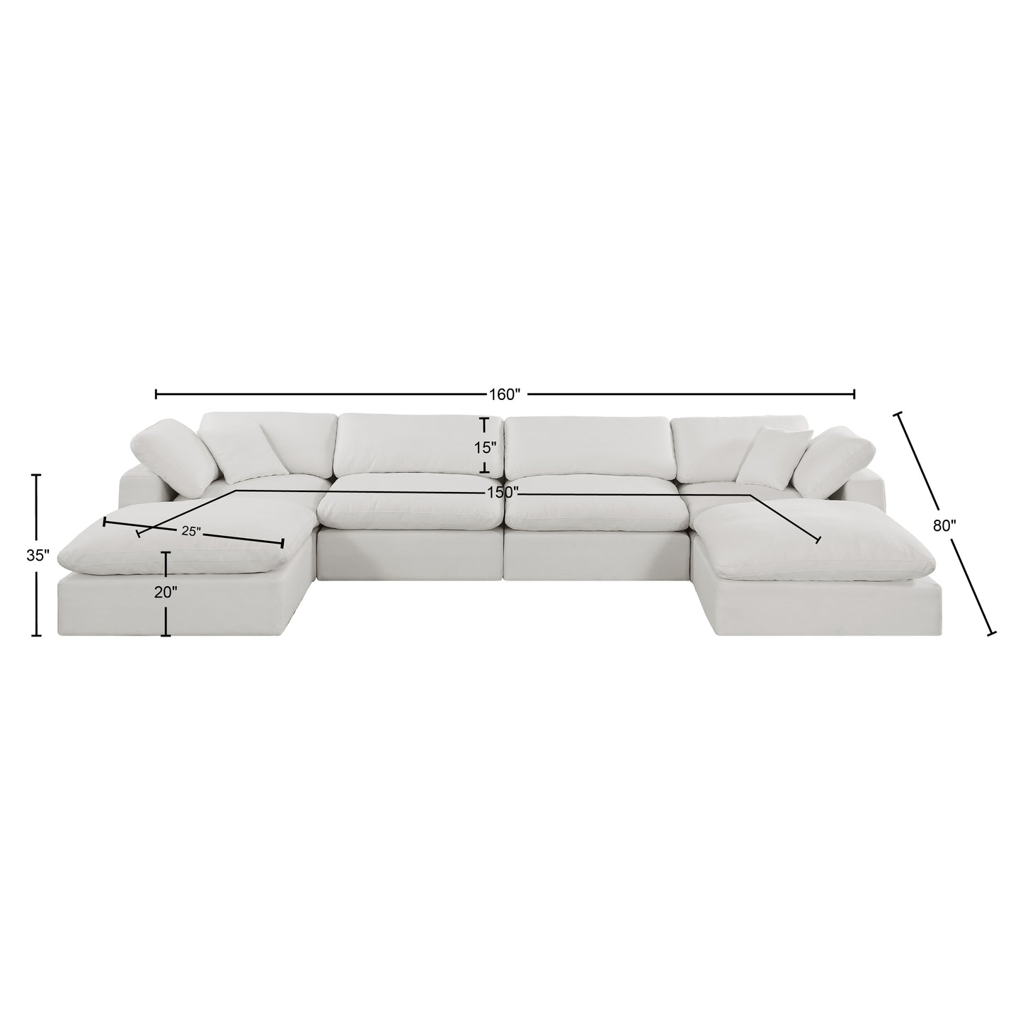 dolce cream linen textured fabric modular sectional sec6b