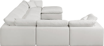 Dolce Cream Linen Textured Fabric Modular Sectional Sec7A