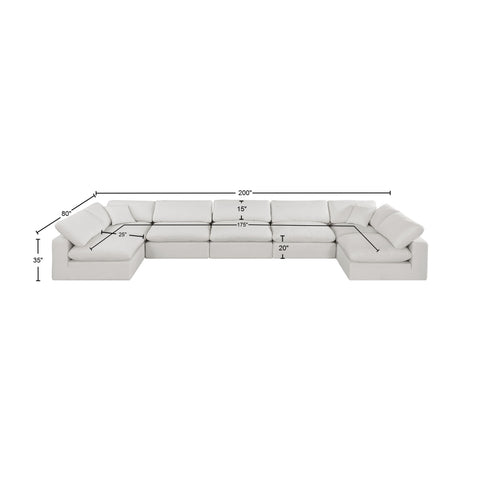 Dolce Cream Linen Textured Fabric Modular Sectional Sec7B