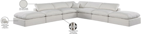 Farrah 157" Cream Linen Textured Fabric Upholstered Sectional, 7-Piece