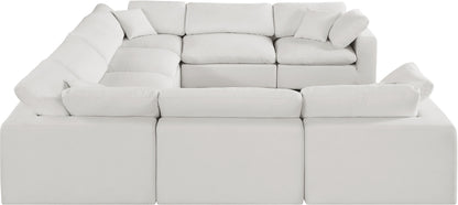 Dolce Cream Linen Textured Fabric Modular Sectional Sec8A