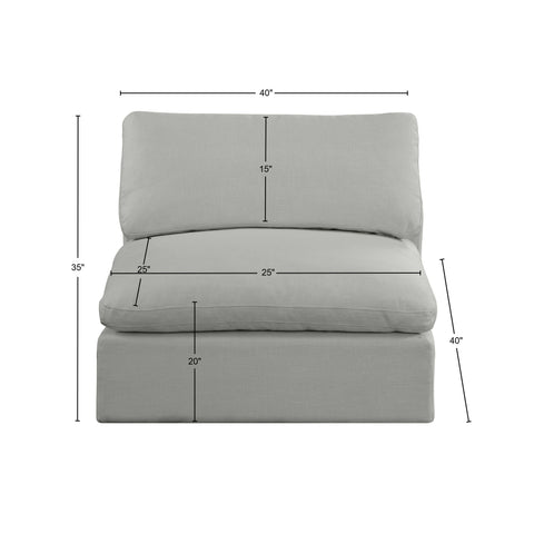 Dolce Grey Linen Textured Fabric Modular Armless Chair Armless