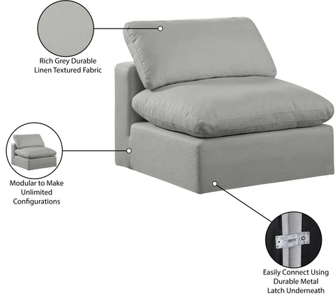 Farrah Grey Linen Textured Fabric Upholstered Armless Chair, 1 Piece