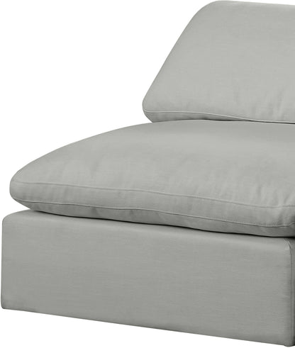 Dolce Grey Linen Textured Fabric Modular Armless Chair Armless