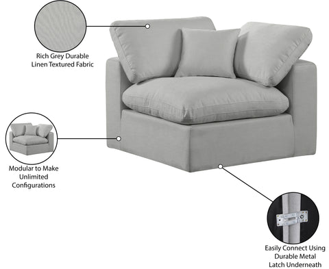 Farrah Grey Linen Textured Fabric Upholstered Corner Chair, 1 Piece