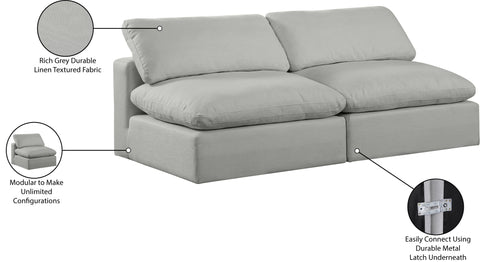 Farrah 78" Grey Linen Textured Fabric Upholstered Armless Sofa, 2-Piece