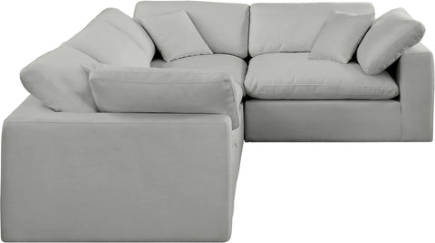 Farrah 119" Grey Linen Textured Fabric Upholstered Sectional, 4-Piece (Style 3)