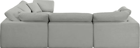 Farrah 119" Grey Linen Textured Fabric Upholstered Sectional, 4-Piece (Style 3)