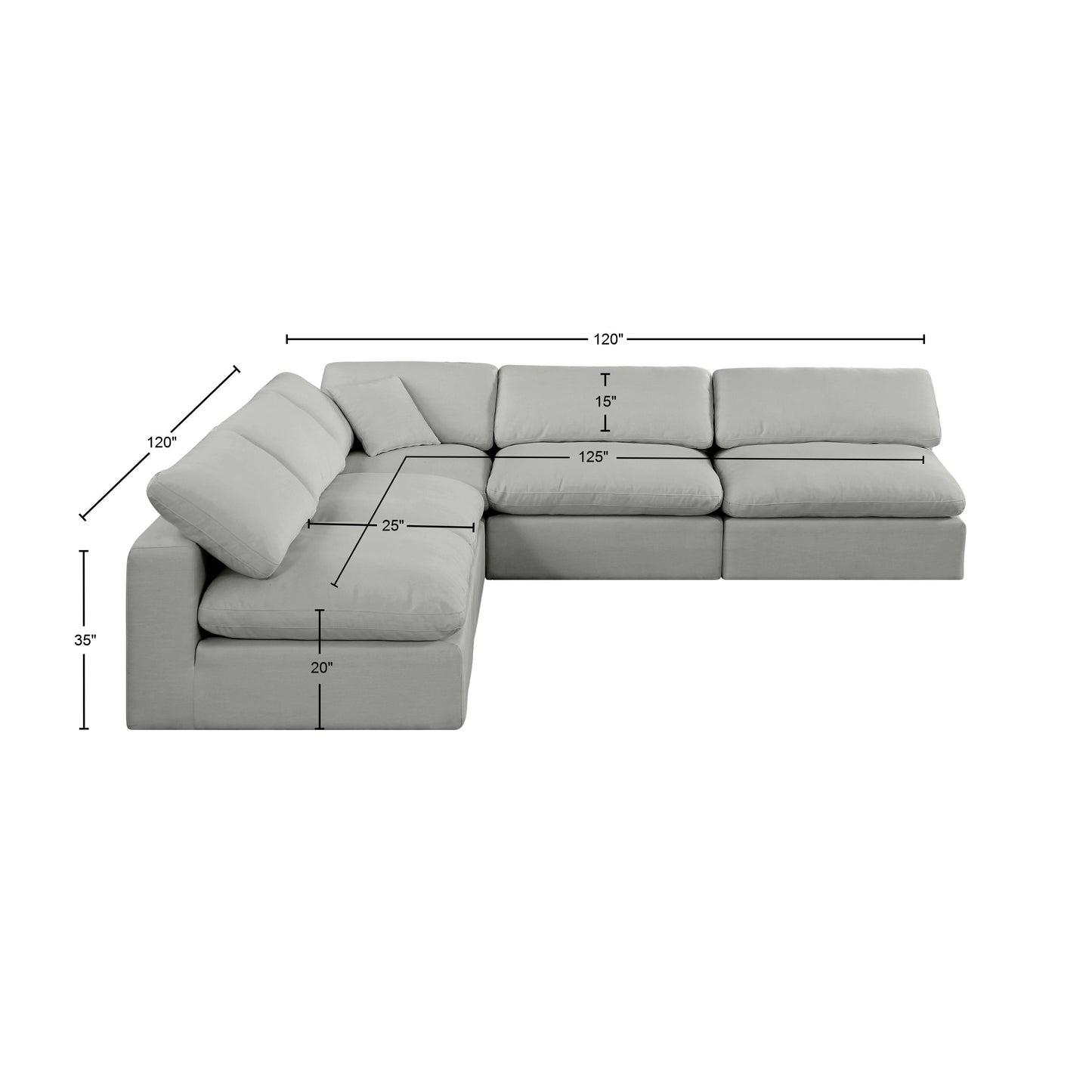 dolce grey linen textured fabric modular sectional sec5b