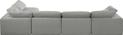 Dolce Grey Linen Textured Fabric Modular Sectional Sec5D