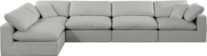 Dolce Grey Linen Textured Fabric Modular Sectional Sec5D