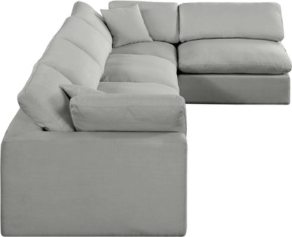 Dolce Grey Linen Textured Fabric Modular Sectional Sec5D