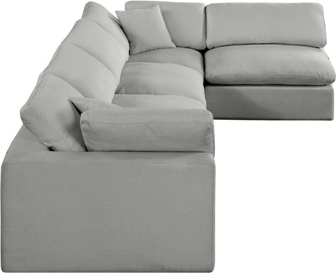 Dolce Grey Linen Textured Fabric Modular Sectional Sec5D