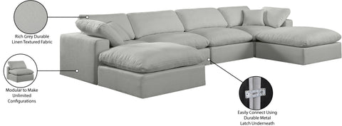 Farrah 158" Grey Linen Textured Fabric Upholstered Sectional, 6-Piece (Style 2)