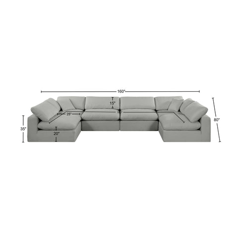 Dolce Grey Linen Textured Fabric Modular Sectional Sec6D