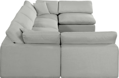 Dolce Grey Linen Textured Fabric Modular Sectional Sec6D
