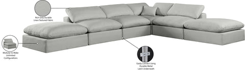 Farrah 157" Grey Linen Textured Fabric Upholstered Sectional, 6-Piece